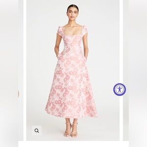 Theia Pink Ciera Floral Midi Dress